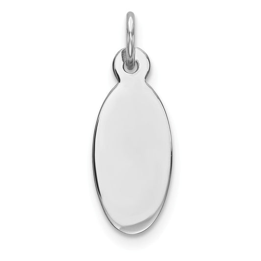 Million Charms 925 Sterling Silver Rhod-Plate Eng. Oval Polish Front/Satin Back Disc Charm