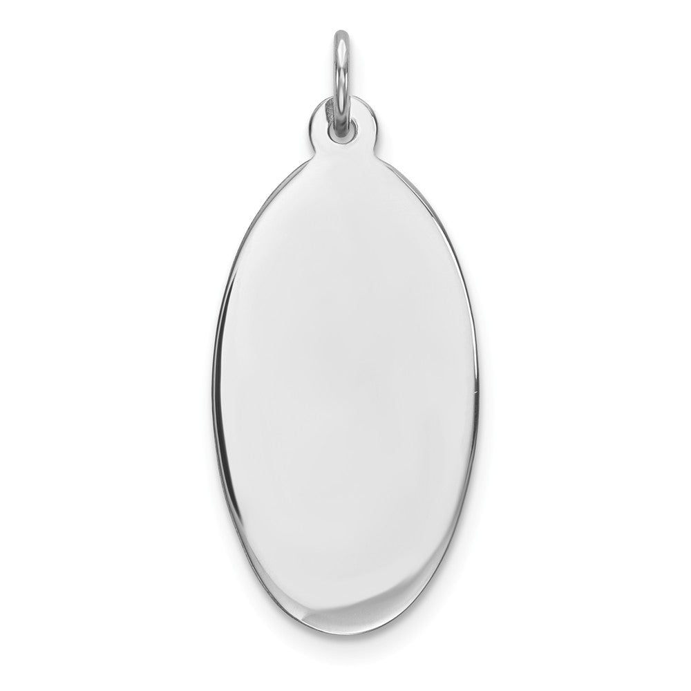 Million Charms 925 Sterling Silver Rhod-Plate Eng. Oval Polish Front/Satin Back Disc Charm
