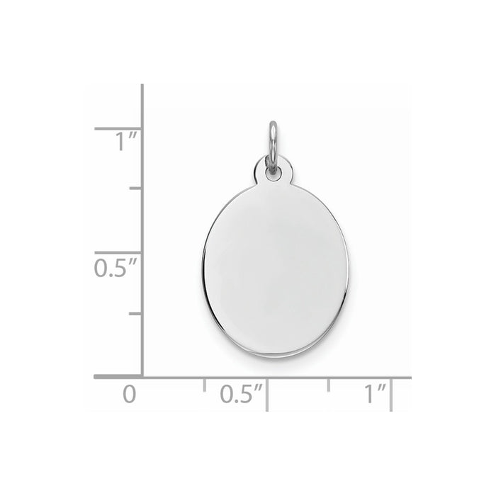 Million Charms 925 Sterling Silver Rhod-Plate Eng. Oval Polish Front/Satin Back Disc Charm