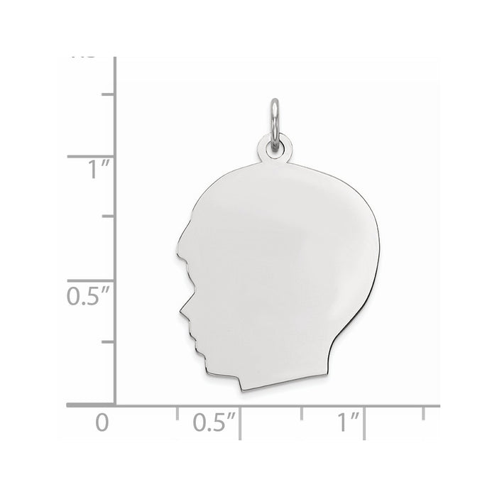 Million Charms 925 Sterling Silver Rhod-Plate Eng. Boy Polished Front/Satin Back Disc Charm