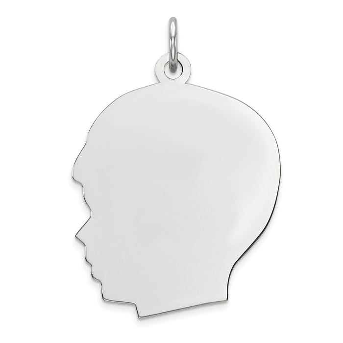 Million Charms 925 Sterling Silver Rhod-Plate Eng. Boy Polished Front/Satin Back Disc Charm