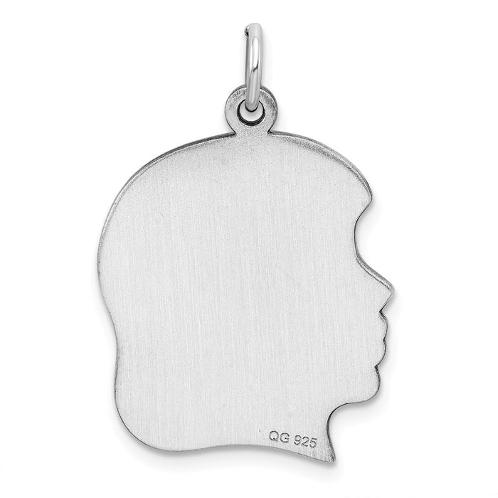 Million Charms 925 Sterling Silver Rhod-Plate Eng. Girl Polished Front/Satin Back Disc Charm