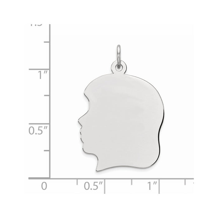 Million Charms 925 Sterling Silver Rhod-Plate Eng. Girl Polished Front/Satin Back Disc Charm