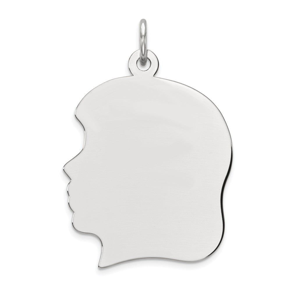 Million Charms 925 Sterling Silver Rhod-Plate Eng. Girl Polished Front/Satin Back Disc Charm