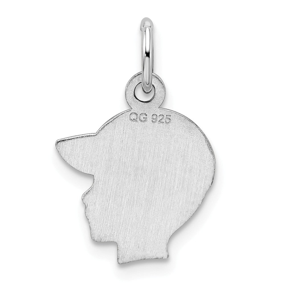 Million Charms 925 Sterling Silver Rhod-Plate Blue Enamel Right Facing Boy Head Disc Charm