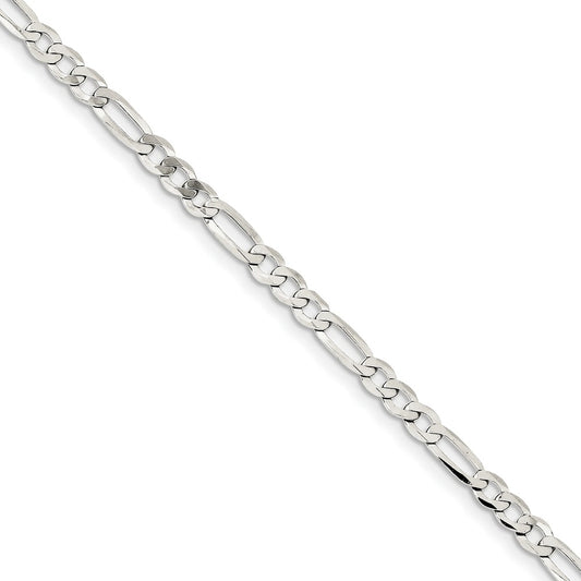 Million Charms 925 Sterling Silver 4.5mm Polished Flat Figaro Chain, Chain Length: 9 inches
