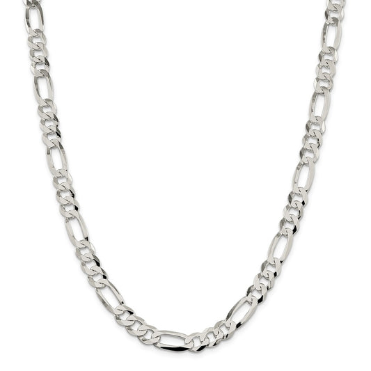 Million Charms 925 Sterling Silver 8.5mm Polished Flat Figaro Chain, Chain Length: 18 inches