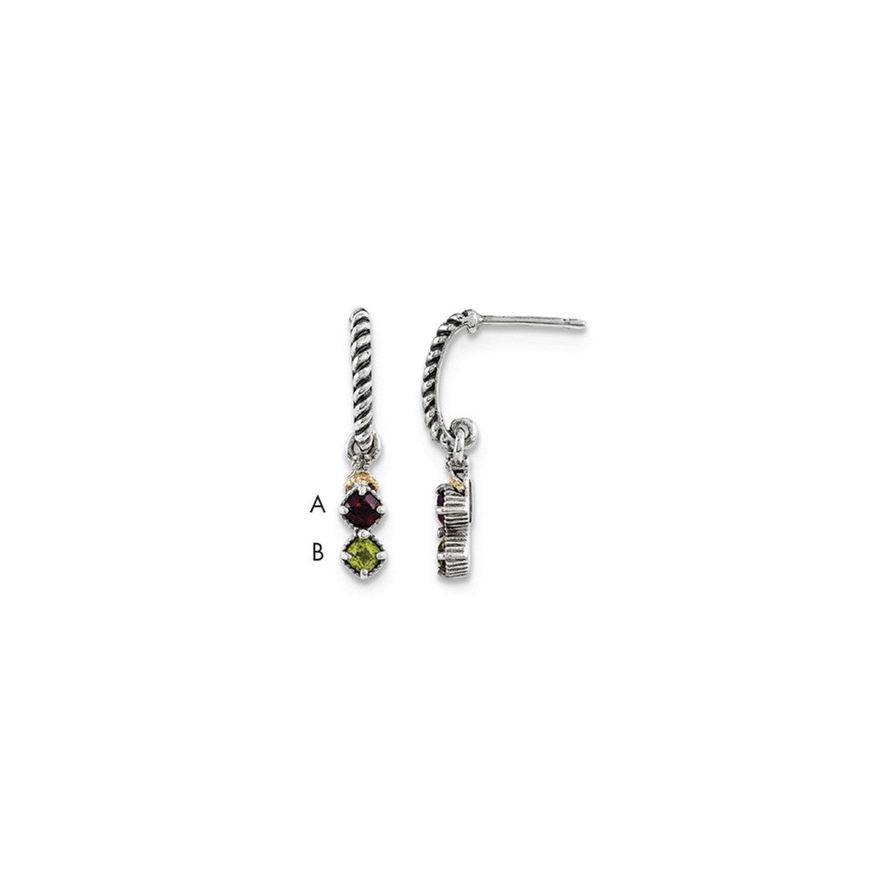 Sterling Silver & 14k Two-stone and Diamond Mother's Earring Semi-Mount, 26mm x 5mm