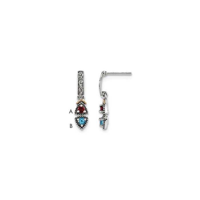 Stella Silver 925 Sterling Silver & 14k Two-stone Mother's Earring, 25mm x 6mm