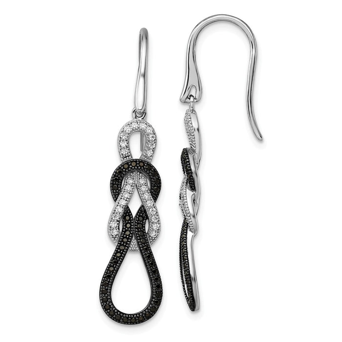 Million Charms 925 Sterling Silver Rhodium-Plated Cubic Zirconia ( CZ ) Brilliant Embers Polished Dangle Earrings, 44mm x 10mm