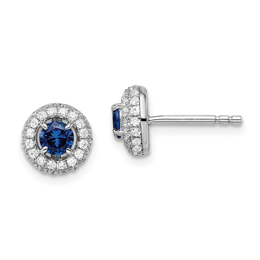 Million Charms 925 Sterling Silver Rhodium-Plated Cubic Zirconia ( CZ ) Brilliant Embers Circle Post Earrings, 8mm x 8mm