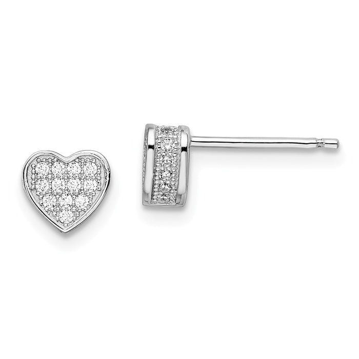 Stella Silver 925 Sterling Silver Cubic Zirconia ( CZ ) Brilliant Embers Heart Post Earrings,