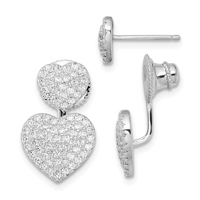 Stella Silver 925 Sterling Silver Cubic Zirconia ( CZ ) Brilliant Embers Hearts Post Earrings,