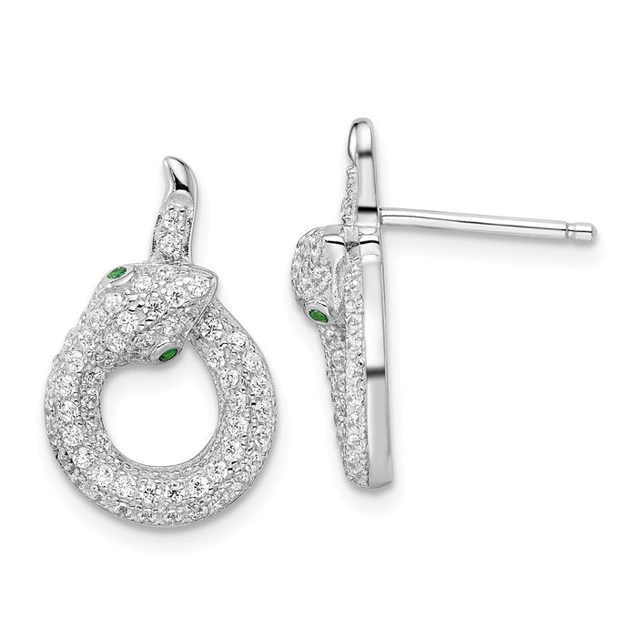 Stella Silver 925 Sterling Silver & Cubic Zirconia ( CZ ) Brilliant Embers Snake Earrings,