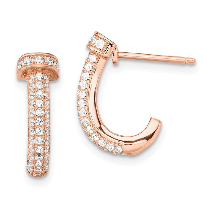 Stella Silver 925 Sterling Silver Rose-tone & Cubic Zirconia ( CZ ) Brilliant Embers Earrings,