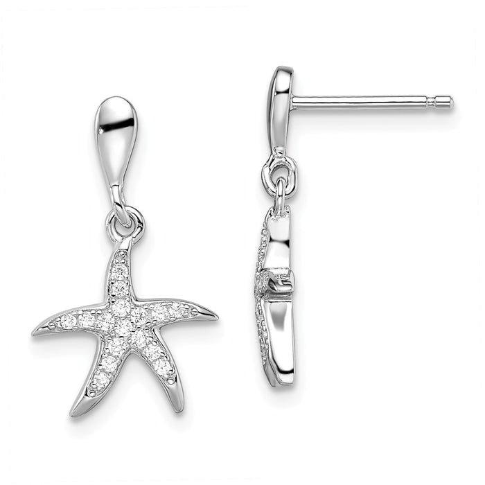 Stella Silver 925 Sterling Silver & Cubic Zirconia ( CZ ) Brilliant Embers Starfish Earrings,