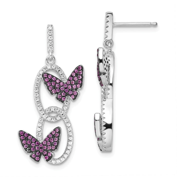 Stella Silver 925 Sterling Silver Cubic Zirconia ( CZ ) Brilliant Embers Butterfly Earrings,