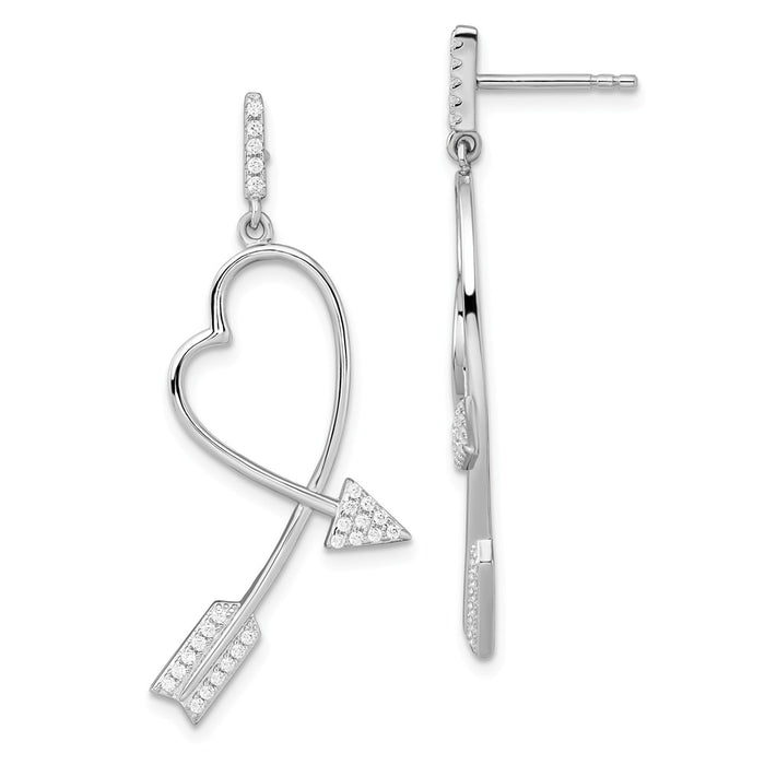 Stella Silver 925 Sterling Silver Cubic Zirconia ( CZ ) Brilliant Embers Arrow Heart Earrings,