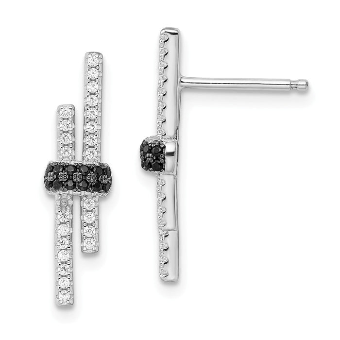 Stella Silver 925 Sterling Silver Black Spinel & Cubic Zirconia ( CZ ) Brilliant Embers Earrings,