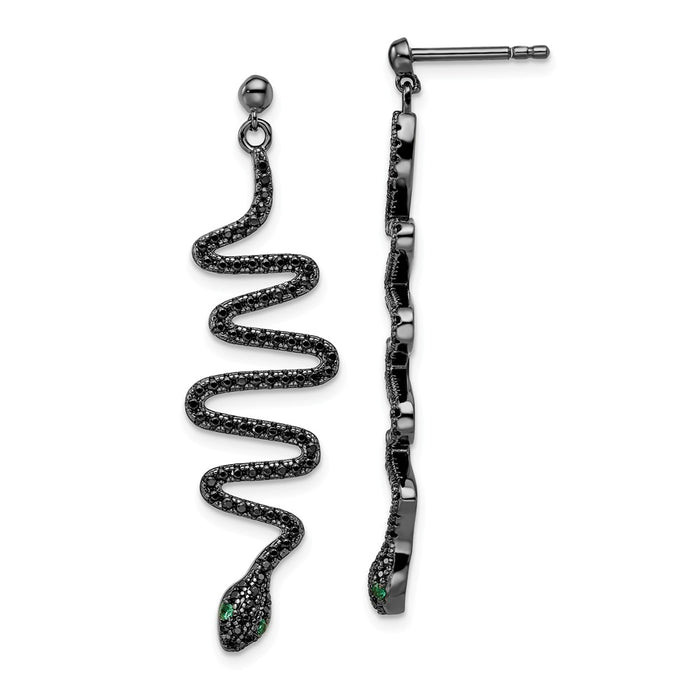 Stella Silver 925 Sterling Silver Green&Black Spinel Brilliant Embers Snake Earrings,