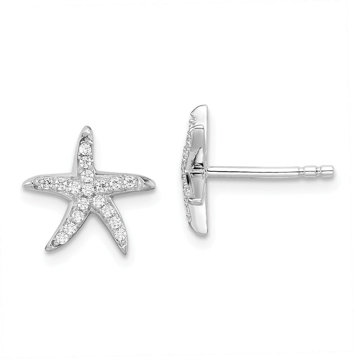 Stella Silver 925 Sterling Silver Cubic Zirconia ( CZ ) Brilliant Embers Starfish Earrings,