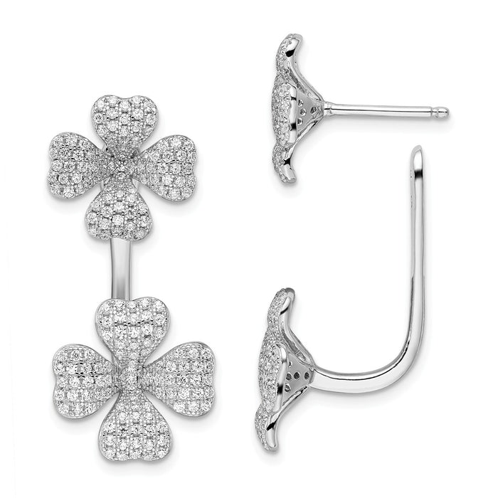 Stella Silver 925 Sterling Silver Cubic Zirconia ( CZ ) Brilliant Embers 4-Leaf Clover Earrings,