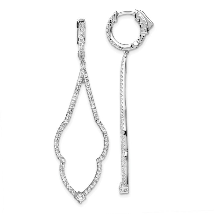 Stella Silver 925 Sterling Silver Rhodium-plated Cubic Zirconia ( CZ ) Hinged Hoop Dangle Earrings,