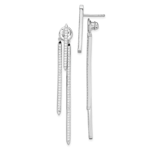Stella Silver 925 Sterling Silver Rhodium-plated Polished Cubic Zirconia ( CZ ) Post Dangle Earrings,