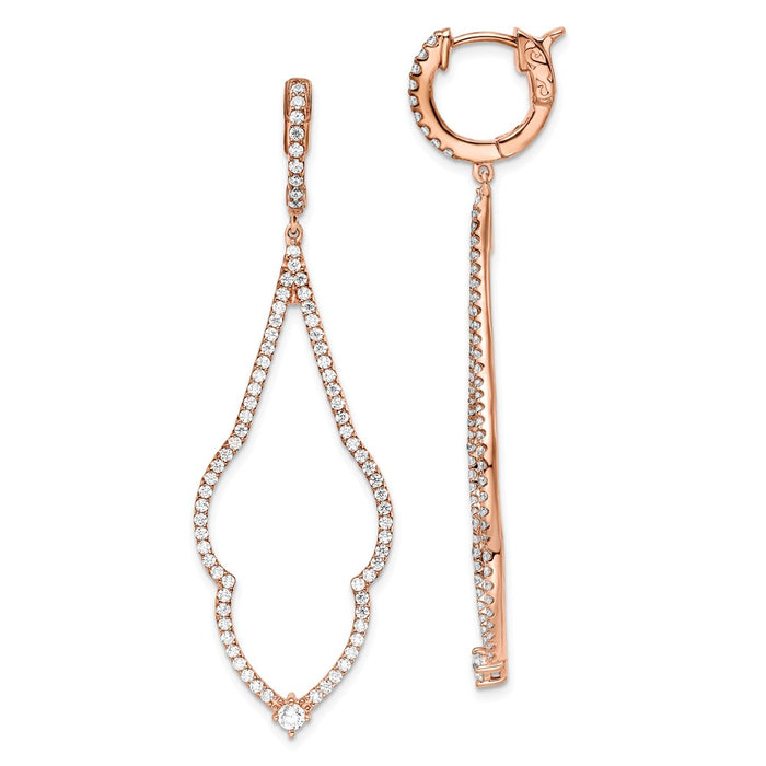 Stella Silver 925 Sterling Silver Rose-tone Cubic Zirconia ( CZ ) Hinged Hoop Dangle Earrings, 0mm x 0mm