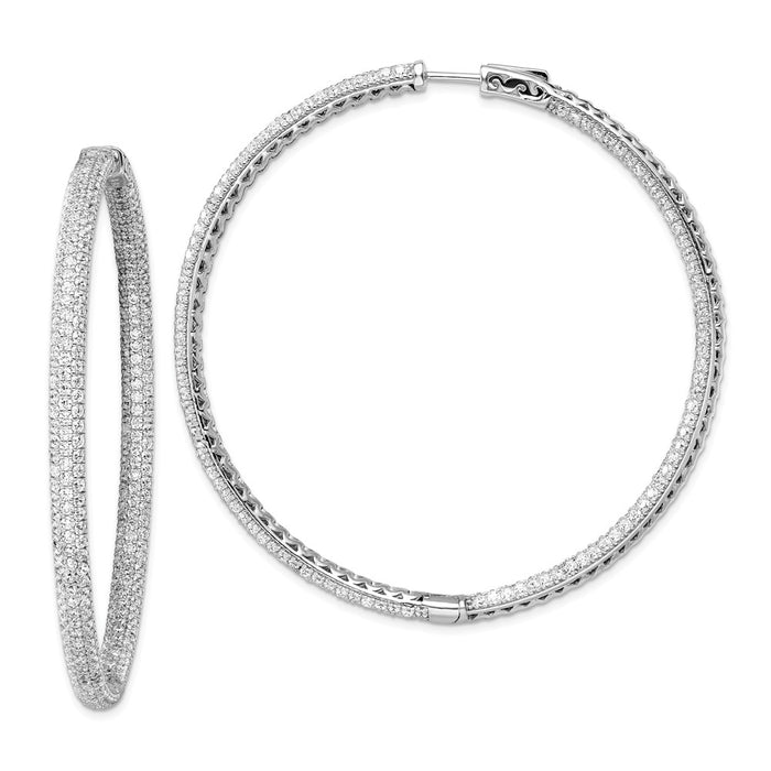 Stella Silver 925 Sterling Silver Rhodium-plated Cubic Zirconia ( CZ ) In and Out Round Hoop Earrings, 0mm x 0mm
