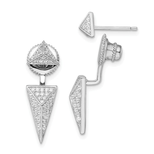 Stella Silver 925 Sterling Silver Rhodium-plated Cubic Zirconia ( CZ ) Convertible Back Earrings, 0mm x 0mm