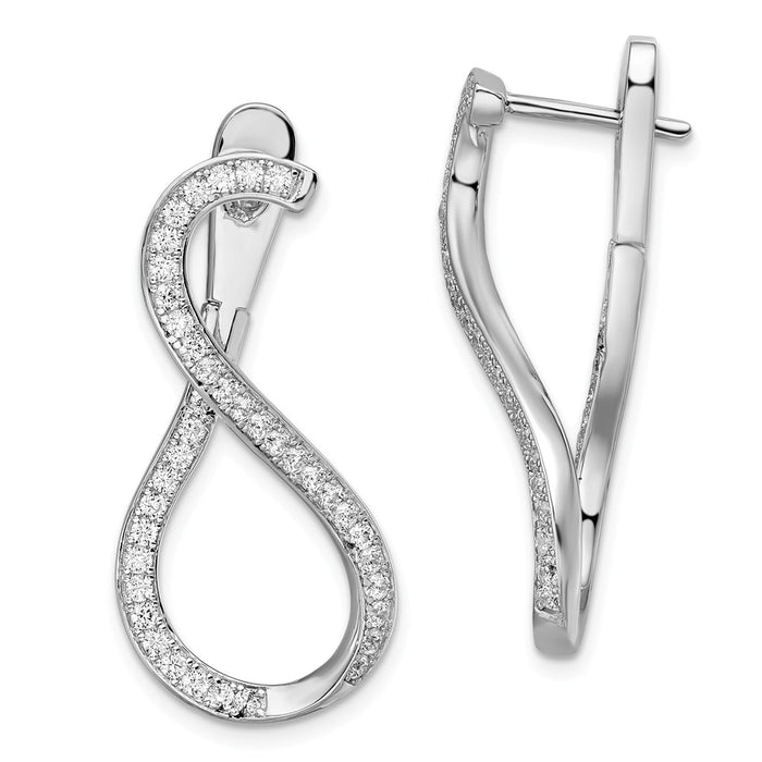 Stella Silver 925 Sterling Silver Rhodium-plated Cubic Zirconia ( CZ ) In & Out Post Dangle Earrings,