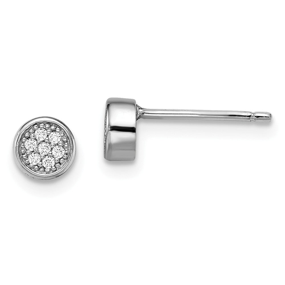 Million Charms 925 Sterling Silver Rhodium-Plated Cubic Zirconia ( CZ ) Brilliant Embers Polished Post Earrings, 5mm x 5mm