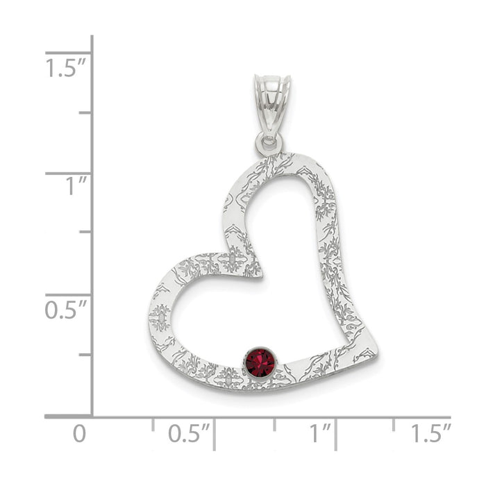 Million Charms 925 Sterling Silver Rhodium-Plated Crystal Family Heart Pendant