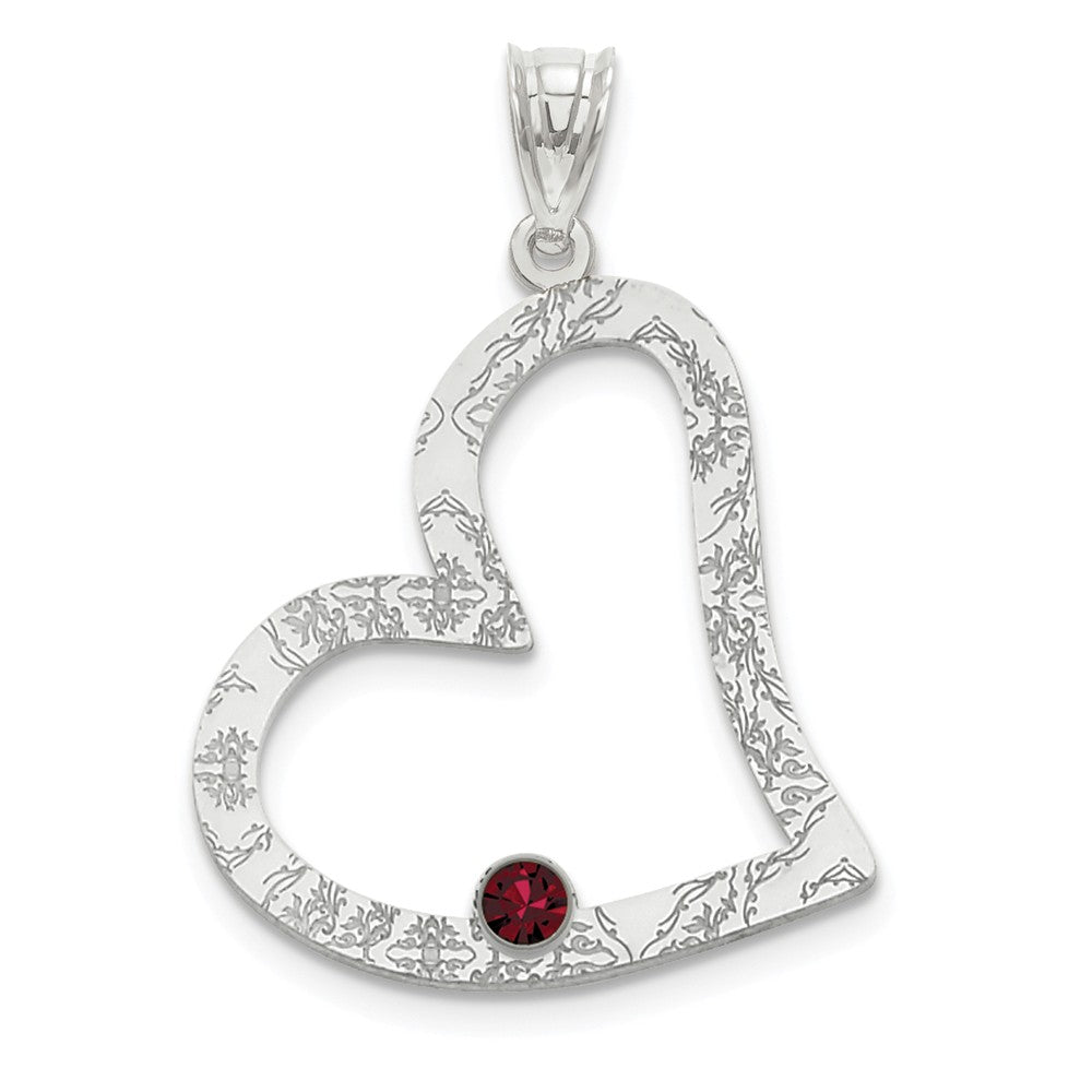 Million Charms 925 Sterling Silver Rhodium-Plated Crystal Family Heart Pendant