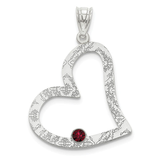 Million Charms 925 Sterling Silver Rhodium-Plated Crystal Family Heart Pendant