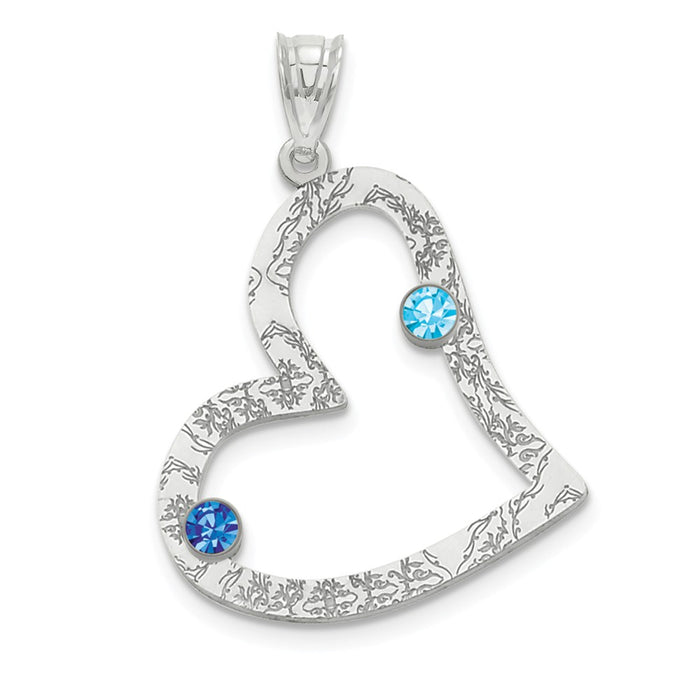 Million Charms 925 Sterling Silver Rhodium-Plated Crystal Family Heart Pendant