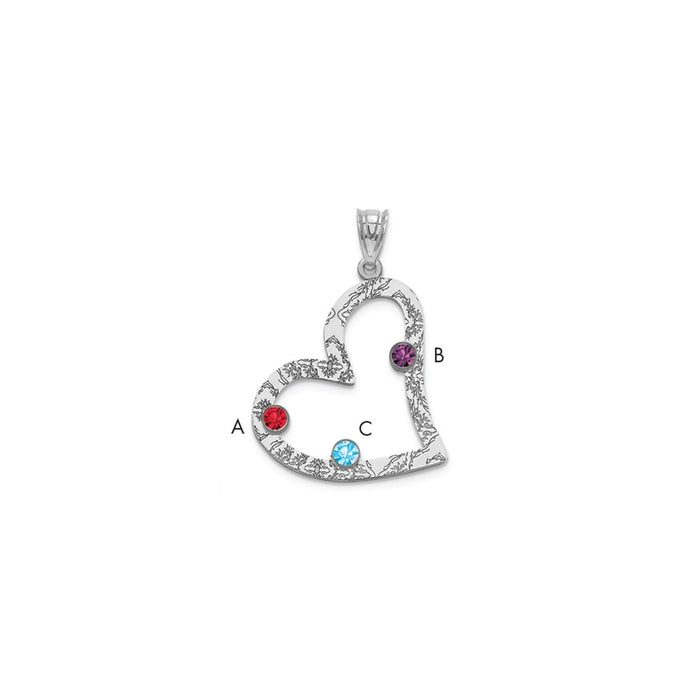 Million Charms 925 Sterling Silver Rhodium-Plated Crystal Family Heart Pendant