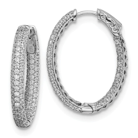 Million Charms 925 Sterling Silver Rhodium-Plated Pav‚ .81 inch Diameter Cubic Zirconia ( CZ ) Hoop Earrings, 26mm x 4mm