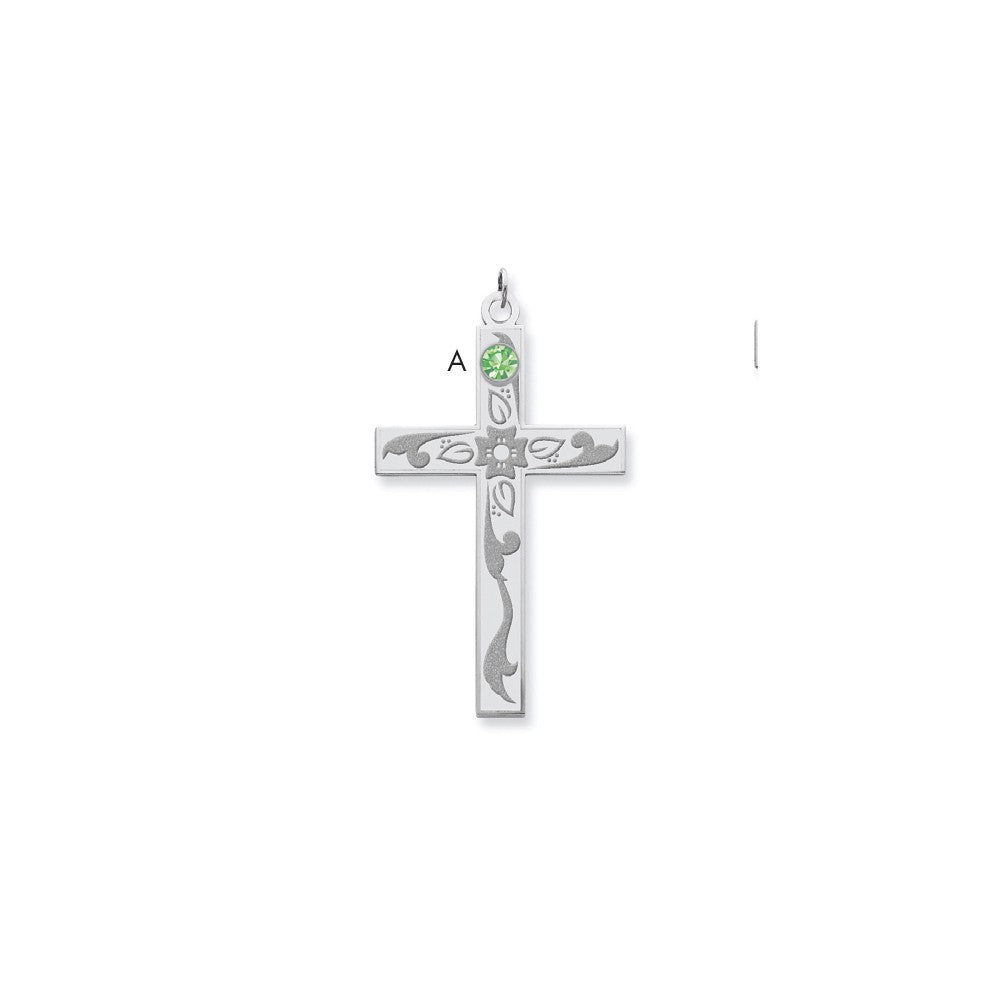 Million Charms 925 Sterling Silver Rh-Plt Crystal Family Relgious Cross Pendant