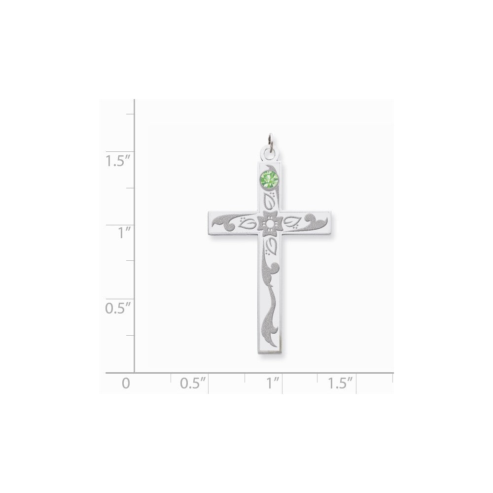 Million Charms 925 Sterling Silver Rh-Plt Crystal Family Relgious Cross Pendant