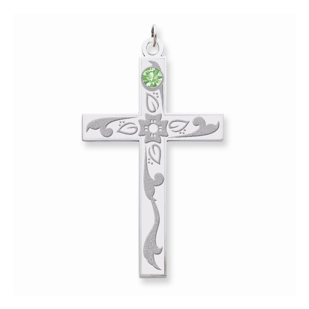 Million Charms 925 Sterling Silver Rh-Plt Crystal Family Relgious Cross Pendant