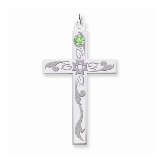 Million Charms 925 Sterling Silver Rh-Plt Crystal Family Relgious Cross Pendant