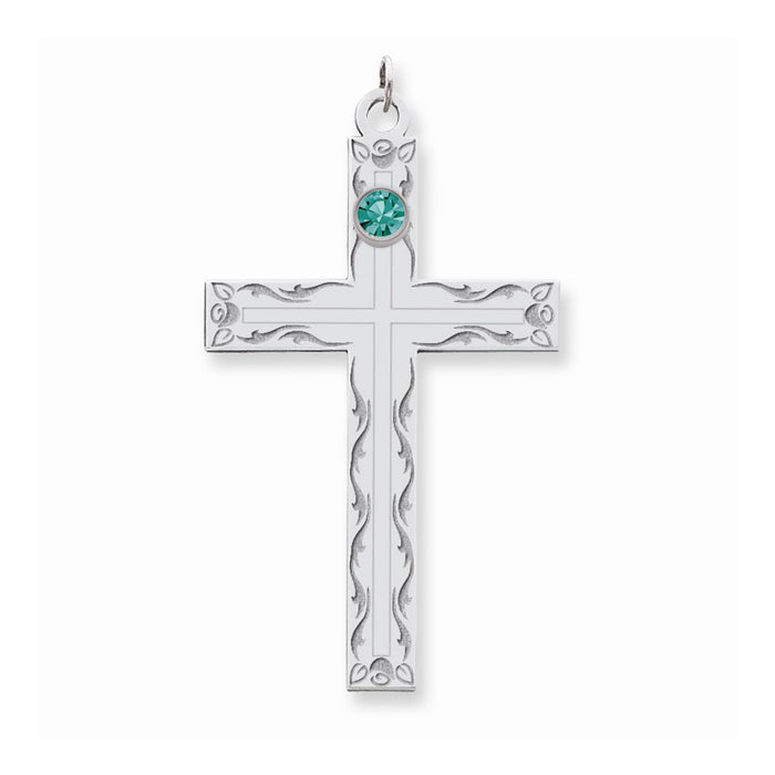 Million Charms 925 Sterling Silver Rh-Plt Crystal Family Relgious Cross Pendant