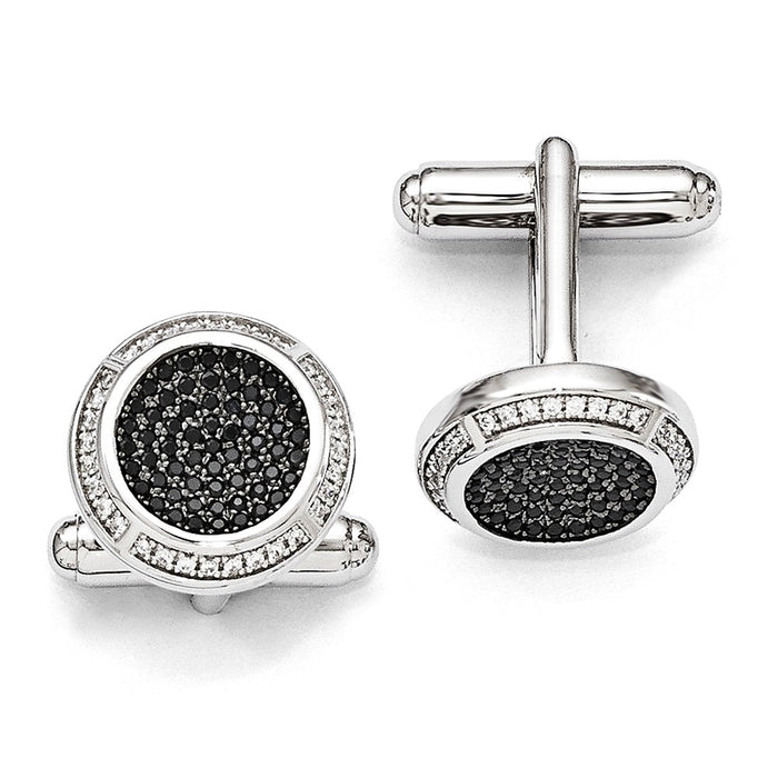 Occasion Gallery, Men's Accessories, 925 Sterling Silver Rhodium-Plated CZ Brilliant Embers Cuff Links