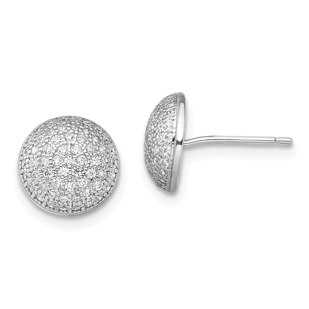 Million Charms 925 Sterling Silver Rhodium-Plated Cubic Zirconia ( CZ ) Brilliant Embers Post Earrings, 9.5mm x 9.5mm