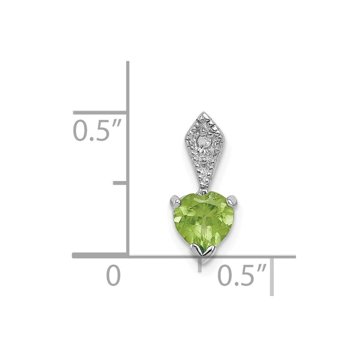 Million Charms 925 Sterling Silver Diamond & Peridot Heart Pendant