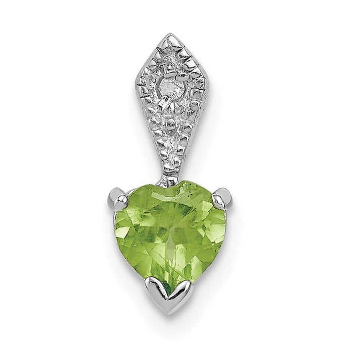 Million Charms 925 Sterling Silver Diamond & Peridot Heart Pendant