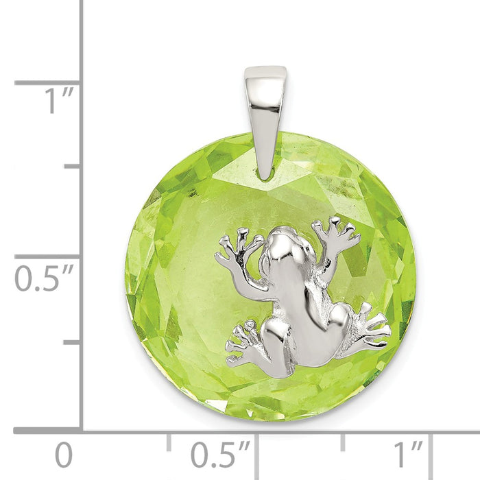 Million Charms 925 Sterling Silver Green (Cubic Zirconia) CZ Frog Pendant