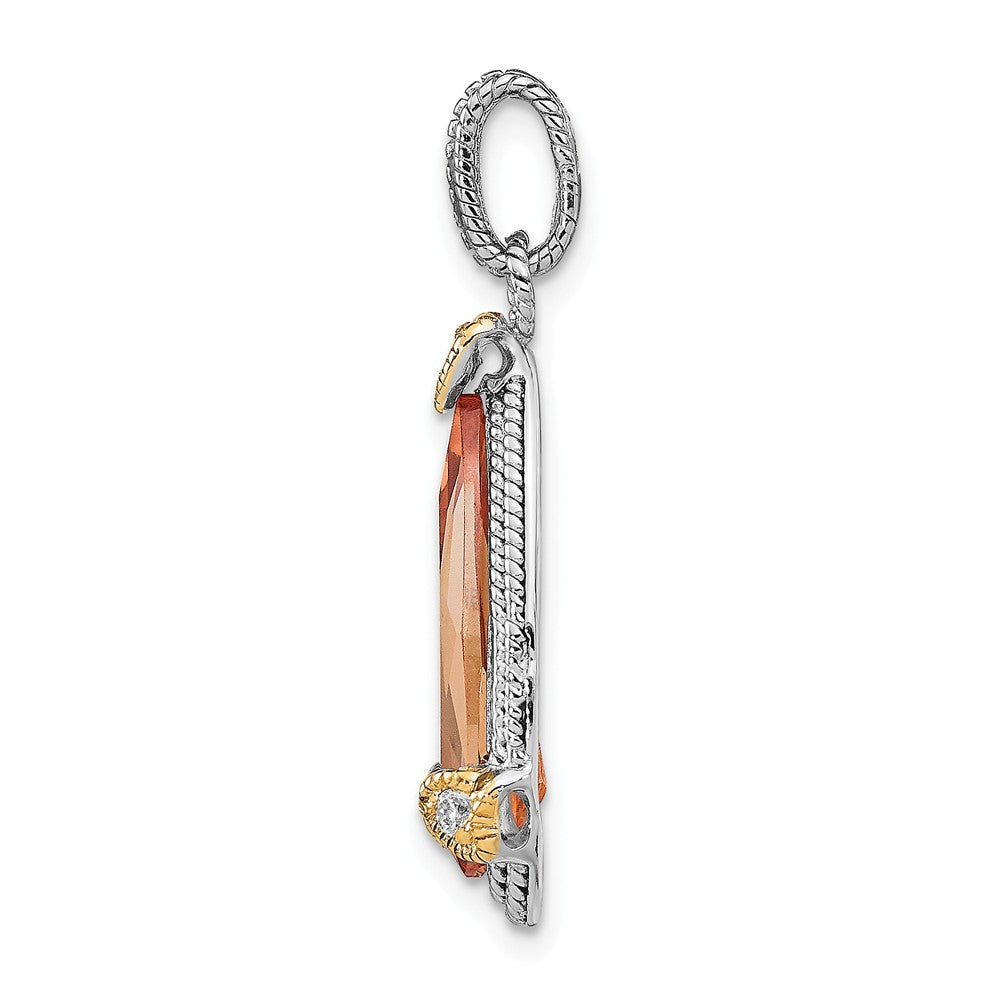 Million Charms 925 Sterling Silver & Vermeil Rhodium-Plated Champagne (Cubic Zirconia) CZ Pendant